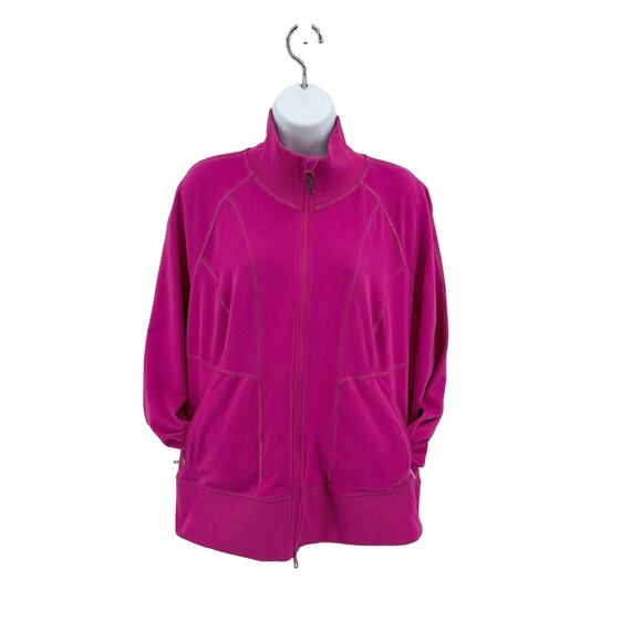Zella Pink 2X Zip Up Stretchy Athletic Top Jacket, Full Zip Mock Neck WMNS Plus - Picture 1 of 7